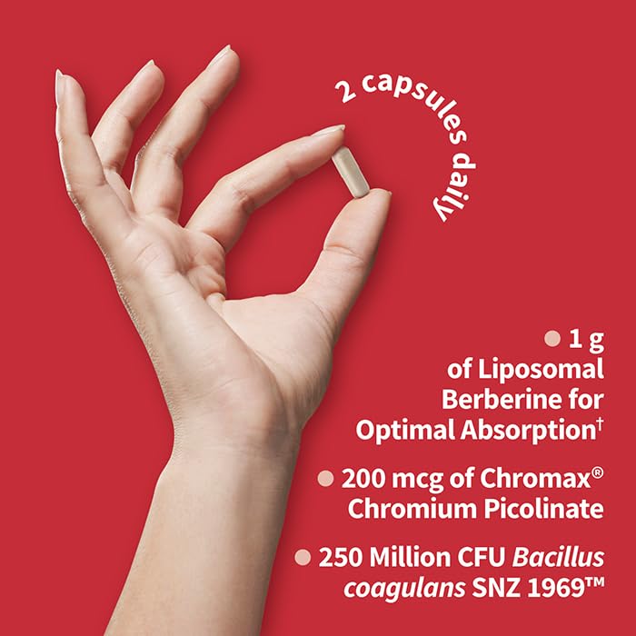 Garden of Life Liposomal Berberine and Chromium Picolinate for Already Healthy Blood Sugar, Glucose Metabolism and Cholesterol—Probiotics for Easy Digestion—Non GMO, Gluten Free, Kosher, 30 Servings