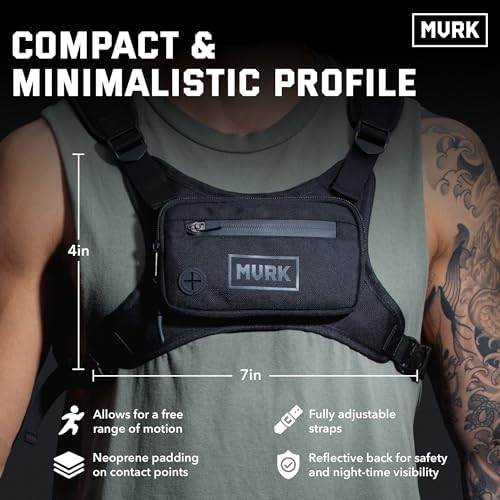 MVRK Water Resistant Chest Pack - Running Vest for Workouts, Running Phone Holder Extra Storage, Lightweight Running Pack
