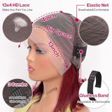 HIRIREMY Ombre 99J Burgundy Lace Front Bob Wigs Human Hair 13x4 HD Lace Frontal Wigs Glueless Short Straight Bob Wigs for Black Women Human Hair Pre Plucked Natural Hairline 1B/99J 12 Inch