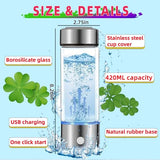 Hydrogen Water Bottle Generator, Portable Hydrogen Water Ionizer Machine Rechargeable,Hydrogen Rich Water Glass Health Cup for Travel 420ml Gift for Friends/Women/Men/Mom/Father/Grandpa/Grandma