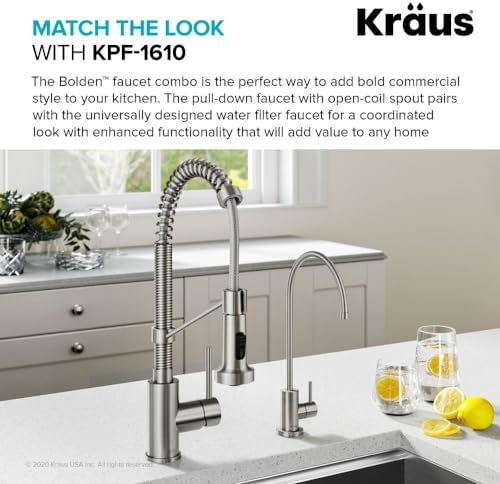 KRAUS Purita 100% Lead-Free Kitchen Water Filter Faucet in Spot Free Stainless Steel, FF-100SFS