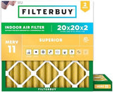 Filterbuy 20x20x2 Air Filter MERV 11 Allergen Defense (2-Pack), Pleated HVAC AC Furnace Air Filters Replacement (Actual Size: 19.50 x 19.50 x 1.75 Inches)