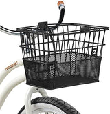 Retrospec Apollo Detachable Front Bike Basket Steel Half-Mesh with Integrated Detachable Hooks and Built-In Handle, Easy Assembly and Portability for Bicycles