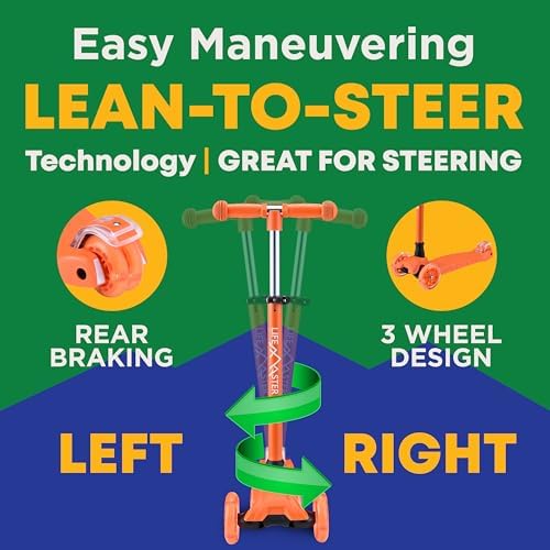 Kids Scooter – Children and Toddler 3 Wheel Kick Scooter – LED Wheel Lights Illuminate When Rolling– Adjustable Handlebar – Indoor and Outdoor