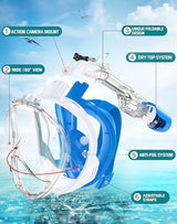 Greatever Full Face Snorkel Mask, Snorkeling Gear for Adults with Latest Dry Top Breathing System and Detachable Camera Mount, Foldable Snorkel Mask Adult, Snorkels Anti-Fog & Anti-Leak