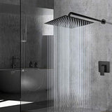 Voolan Rain Shower Head - High Flow Large Rainfall Shower Heads Made of Stainless Steel - Waterfall Bathroom Square Showerhead - Ceiling or Wall Mount (12" Black)