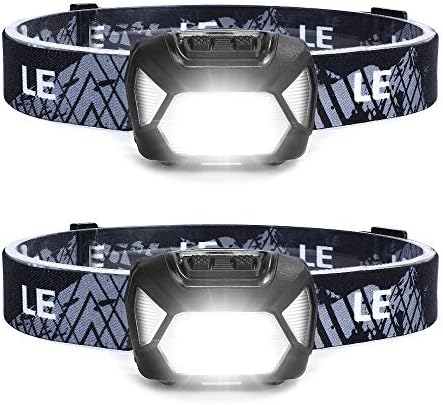 Lepro 320015 Battery Powered Headlamp - 1300Lux Super Bright LED Head Lamp with Red Light, IPX4 Waterproof Headlights for Outdoor Camping, Hiking, Hunting, Power Outages, Emergency, Hurricane, 2 Pack