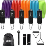 VEICK Resistance Bands, Exercise Bands, Workout Bands Set for Working Out with Handles for Men Women, Elastic Exercising Bands for Fitness Weights Work Out at Home Gym