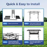 ALPHA CAMP Camping Table Outdoor Portable Table with Storage Adjustable Aluminum Table for Grill Travel Table Outdoor Picnic,Beach,BBQ,Backyards