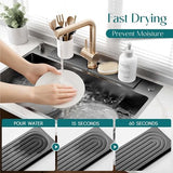 Diatomite Kitchen Sink Faucet Splash Guard – 24 Inch DryingNeat Stone Sink Tray, Mordern Faucet Handle Drip Catcher Stone, Absorbent Mat for Kitchen Counter [Dark Grey, 23.6"x 3.9"]