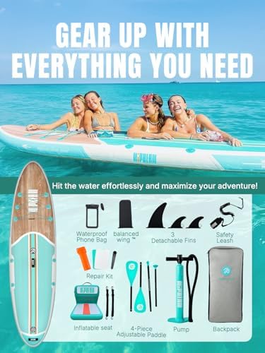 Niphean Inflatable Stand Up Paddle Board with SUP Accessories, Anti-Slip EVA Deck, 10’6’’ Inflatable Paddle Boards for Adults & Youth of All Skill Levels