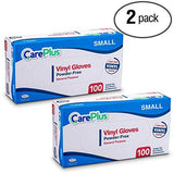 CARE PLUS Vinyl Gloves Clear Small Size 200 Count | Heavy Duty, Non-Sterile, Powder-Free, Latex-Free Rubber | Food Prep, Kitchen & Cleaning Gloves, Ideal for Professional Use