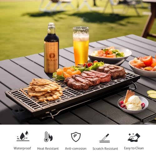 ALPHA CAMP Folding Camping Table, Portable Roll-up Outdoor Table with Adjustable Height, Large Storage Bag and Carrying Bag, Tall Aluminum Table for Indoor & Outdoor Picnic BBQ Backyards Beach