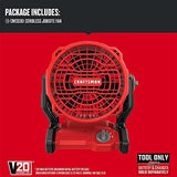 CRAFTSMAN 20V MAX* Cordless Fan, Tool Only (CMCE001B), Red