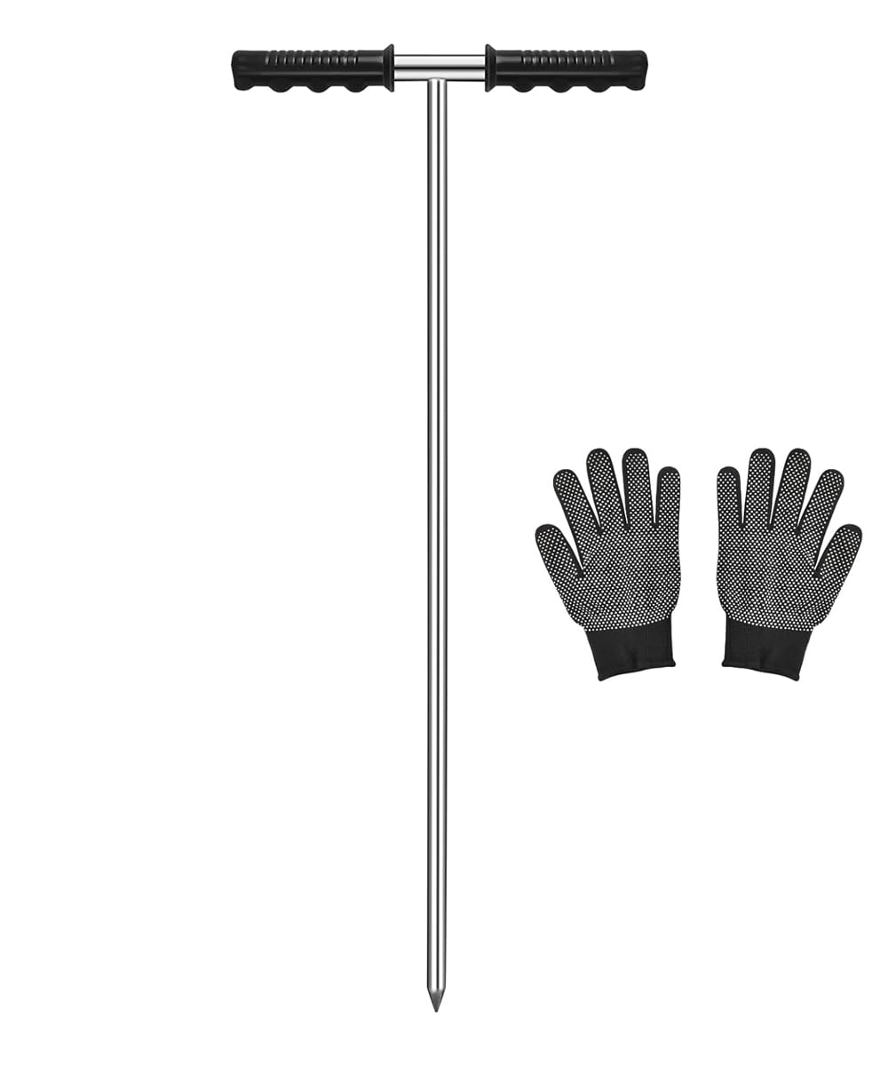 GADFISH Stainless Steel Soil Probe Rod,32-48 Inch Hight Adjustable Ground Rod Tool with T-Handle for Locating Septic Tanks,Underground Pipes,Water Lines,Graves and Gopher Runs