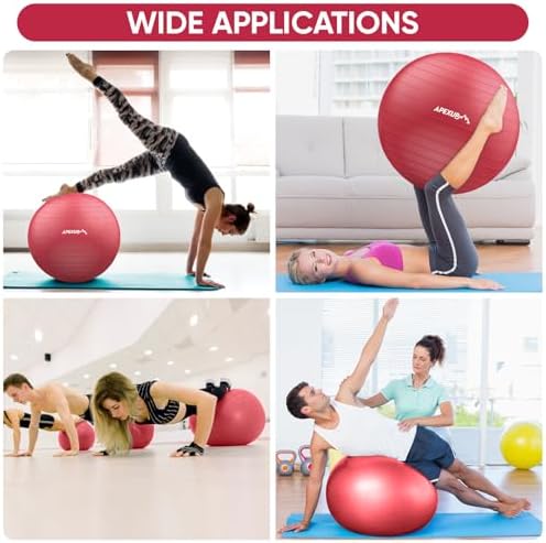 APEXUP Yoga & Pilates Ball - Anti Slip Heavy Duty Gym Ball for Fitness, Balance & Core Workout