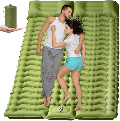 Sleeping Pad for Camping 2 Person, Backpacking Self Inflating Sleeping Pad Double 2 People Ultra Lightweight, Air Inflatable Foldable Camp Hiking Sleep Mat for Outdoor Tent 4 inch Thick, 78 x 55 inch