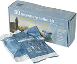 GO Anywhere Portable Toilet Refill Kit for Camping, Hiking & Backpacking - 12 Waste Kits (Waste Bag, Poo Powder, Zip-Close Bag, Toilet Paper & Moist Towelette)