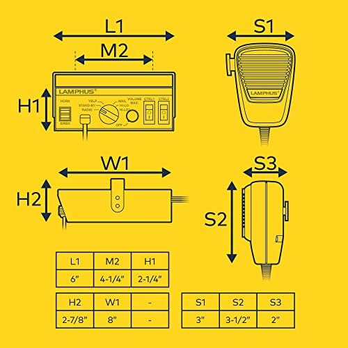LAMPHUS SoundAlert 12V 100W Police Siren PA System Kit [Slim Speaker] [118-124dB] [Handheld Microphone] [Hands-Free] Warning Emergency Siren for Vehicles Tow Truck UTV ATV Van Car POV RV