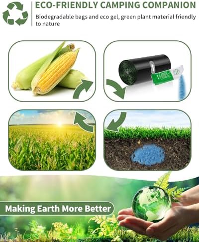 Camping Toilet Bags Poo Gel Set, Portable Toilet Bags with Camping Toilet Gel, Composting Toilet Bags Poo Gel for Portable Toilet Camping Outdoor Hiking Emergency Toilet