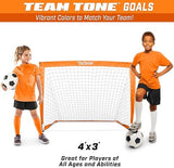 GoSports Portable Soccer Goals for Kids - 13 Color Options - Choose 4 x 3 ft or 6 x 4 ft - Team Tone Pop Up Nets for Backyard