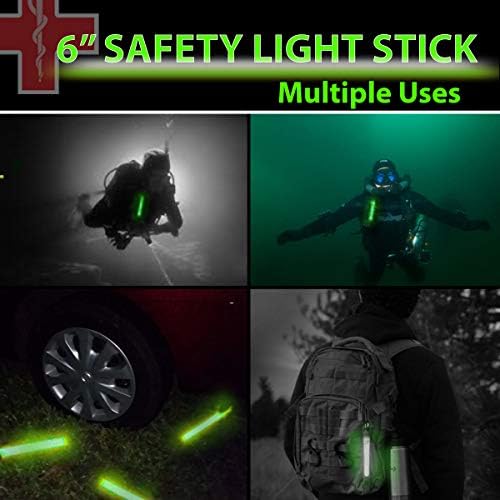 32 Ultra Bright 6 Inch Large Green Glow Sticks - Chem Lights Sticks with 12 Hour Duration - Camping Glow Sticks, Emergency Glow Sticks For Storms Blackouts - Glowsticks for Parties and Kids Activities
