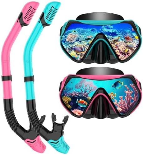Snorkeling Gear for Adults, Dry-Top Snorkel Set Scuba Diving mask, 180°Panoramic Wide View Professional Snorkeling Gear Breathing Freely Snorkel Mask