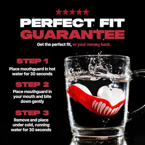 SafeJawz Sports Mouthguard, Dual Layer Premium Mouth Guard with Case for Basketball, Lacrosse, Football, Martial Arts, Hockey, Wrestling, Ice Hockey and All Contact Sports