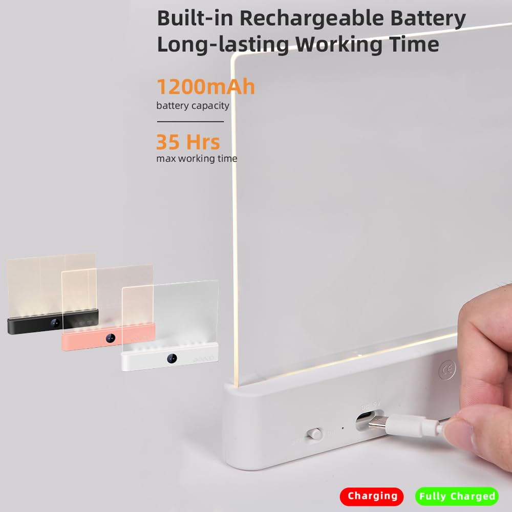 Book Light, Rechargeable Clear LED Flat Book Lights for Reading in Bed at Night with 3 Colors & Timer, Dimmable Panel Plate Book Lamp Full Page Light, Bookish Gifts for Women Readers Kids Book Lovers