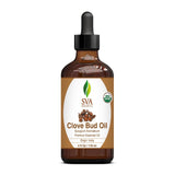 SVA Clove Essential Oil Organic – 4 Fl Oz – 100% Natural Organic Clove Oil - for Diffuser, Hair Care, Face, Skin Care, Aromatherapy, Scalp and Body Massage, Soap and Candle Making - with Dropper