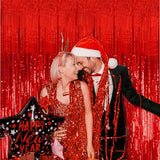 20 Pack Foil Curtain Backdrop Red Metallic Tinsel Foil Fringe Curtains Photo Booth Props for Birthday Wedding Engagement Baby Shower Bachelorette Christmas Holiday Celebration Party Decorations