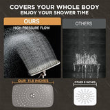 Veken Brushed Nickel Wide Rain Shower Head with 6 Modes Handheld Water Spray, High Pressure Showerhead Combo with Arm, Adjustable Dual Shower with Anti-Clog Nozzles