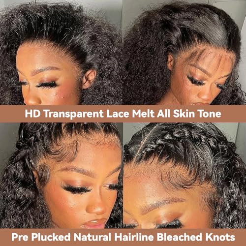 Gufens 30 Inch Deep Wave Lace Front Wigs Human Hair 200 Density 13x6 HD Lace Frontal Wigs Human Hair Pre Plucked Curly Wig for Women