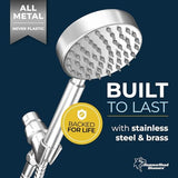 HammerHead Showers® ALL METAL Handheld Shower Head with Hose and Brass Holder - BRUSHED NICKEL - 2.5 GPM High Pressure Shower Heads with Adjustable Shower Wand Bracket - 6ft Flexible Extension