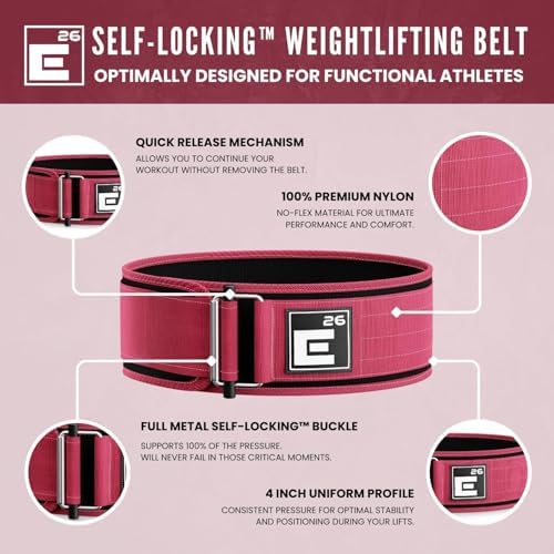 Self-Locking Weight Lifting Belt - Premium Weightlifting Belt for Serious Functional Fitness, Weight Lifting, and Olympic Lifting Athletes - Lifting Support for Men and Women - Deadlift Training Belt