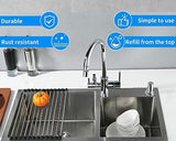 Built in Soap Dispenser for Kitchen Sink, Chrome Stainless Steel Countertop Pump Head (Plastic Inside), Dish Soap Hand Lotion Dispenser with Refillable 17OZ Bottle