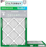 Filterbuy 10x20x1 Air Filter MERV 8 Dust Defense (2-Pack), Pleated HVAC AC Furnace Air Filters Replacement (Actual Size: 9.50 x 19.50 x 0.75 Inches)