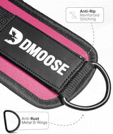 DMoose Fitness Ankle Straps for Cable Machines - One Size Fit with Premium Padding, Glute Kickback Ankle Strap for Women & Men, Cable Attachments for Gym, Booty Workouts, Leg Extension & Hip Abductors