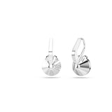 Swarovski Bella V drop earrings, Round cut, Blue, Rhodium finish
