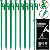 8 Pack Tent Stakes Heavy Duty 12 inch Steel Tent Pegs for Camping Unbreakable and Inflexible