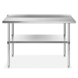 GRIDMANN Stainless Steel Kitchen Prep Table 48 x 24 Inches with Backsplash & Under Shelf, NSF Commercial Work Table for Restaurant and Home