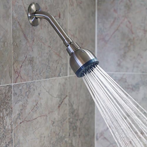 Aqua Elegante High Pressure Showerhead Brushed Nickel - Best Wall Mount, Bathroom, RV Shower Head For Low Flow Showers, 2.5 GPM - Brushed Nickel