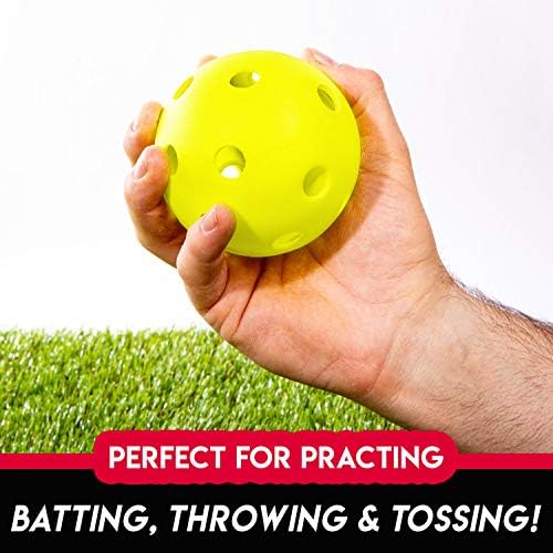 Franklin Sports Plastic Softballs - MLB - Includes 6 Balls for Batting Practice or Backyard Baseball Play - Replacement Balls – 90mm Official Baseball Size - Yellow