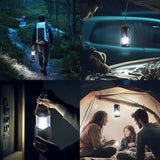 2 Pack Collapsible LED Camping Lantern, Consciot USB C Rechargeable and Battery Powered 2-in-1 Emergency Light with Flashlight and Magnetic Base, Power Outages Hurricane Supplies Survival Kits,Black