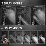 Veken 11.8 Rectangle Inch Rain Shower Head - Shower Heads with 6 Modes Handheld Spray Combo - Wide Rainfall shower with 70" Hose - 1.8gpm Dual Showerhead with Anti-Clog Nozzles - Matte Black