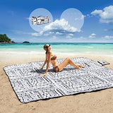 ZAZE Picnic Blankets Beach Blanket with Stakes, Thick 3-Layer Waterproof Sandproof 80 * 80 Oversized Mat, Foldable Extra Large Big, Machine Washable Accessories for Outdoor Camping Park (Black Blue)