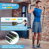 Pilates Bar Kit with Resistance Bands, Multifunctional Yoga Pilates Bar with Heavy-Duty Metal Adjustment Buckle, Portable Home Gym Pilates Resistance Bar Kit for Women Full Body Workouts