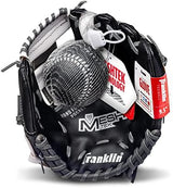 Franklin Sports Kids Baseball Glove + Ball Sets - Meshtek Youth Teeball Gloves for Kids + Toddlers - Left + Right Hand Throw Mitts + Glove Sets with Foam Balls - Boys + Girls Gloves - 9.5" Inch