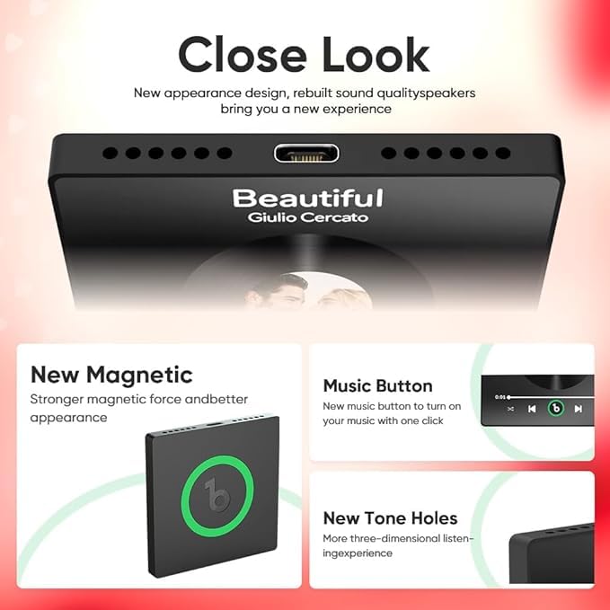 Custom Music Fridge Magnet - Personalized Photo Christmas Magnets for Refrigerator - Spotify Plaque Plays Your Favorite Songs - Unique Xmas, Valentines, Anniversary & Birthday Gifts for Couples Family