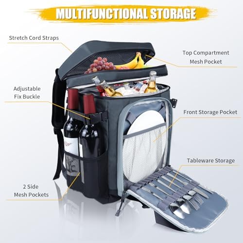 Backpack Cooler - AYAMAYA Upgrade Leakproof Cooler Backpack with Padded Top Handle, 40 Cans Large Waterproof Insulated Camping Coolers for Beach, Fishing, Picnic, Travel, BBQ